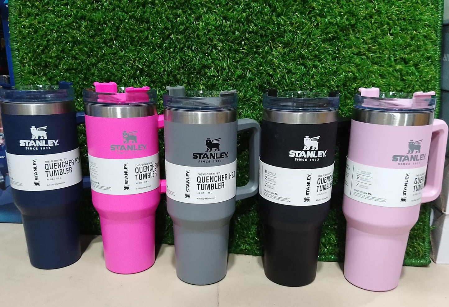 Stanley 40 Oz (1200ml) Stainless Steel Vacuum Insulated Tumbler With Straw – Leak-proof Quencher Cup For Hot & Cold Beverages, Travel Mug, Gym Water Bottle, Coffee Thermos -random Colors | Stanley | (with Box)