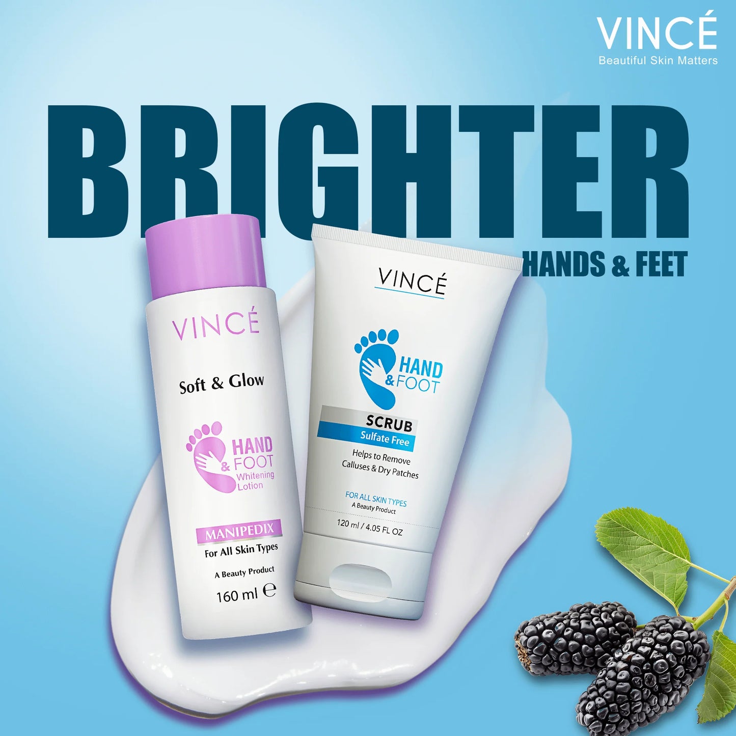 Vince Hand & Foot Brightening Kit (Scrub + Whitening Lotion)